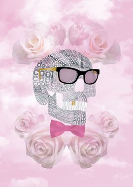 Typographic skull with sunglasses and bow tie in the 'W ...