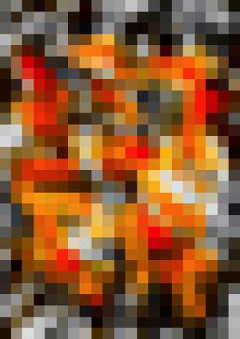 red orange black and white pixel abstract background