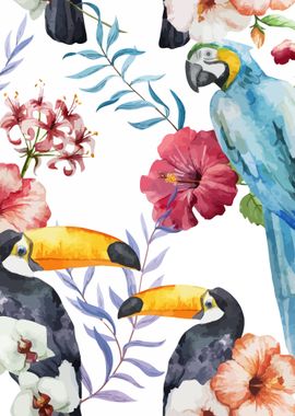 Tropical Bird Pattern 01