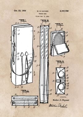 patent art Haynes Tennis bag 1956