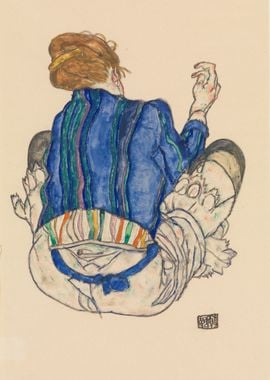 Egon Schiele - Seated Woman, Back View, 1917, watercolo ...