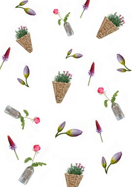 collage of flower on white background