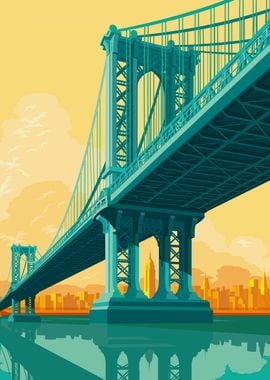 'Manhattan Bridge NYC' Poster, picture, metal print, paint by Remko ...