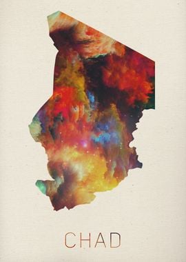 Chad Watercolor Map