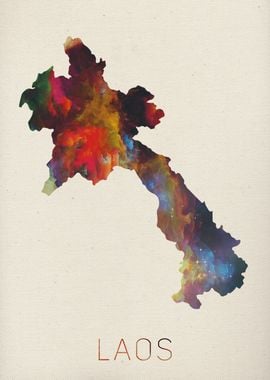 Laos Watercolor Map