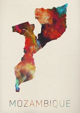 Mozambique Watercolor Map