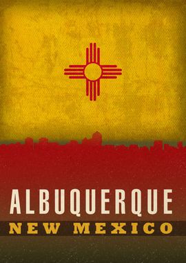 Albuquerque New Mexico City Skyline State Flag