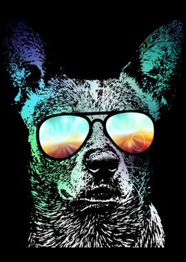 Neon Australian Cattle Dog Art