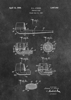 1949 patent art Atkins Tobacco Pipe