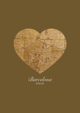 I Heart Barcelona Spain Street Map Love Series