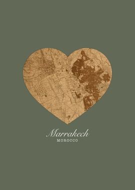 I Heart Marrakech Morocco Street Map Love Series