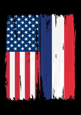 American France Split Flag