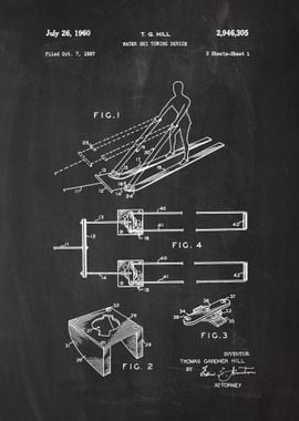 1957 Water Ski Towing Device - Patent Drawing