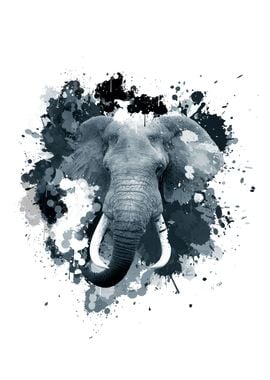 Inked Safari - Elephant B&W