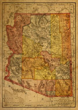 Vintage Map of Arizona