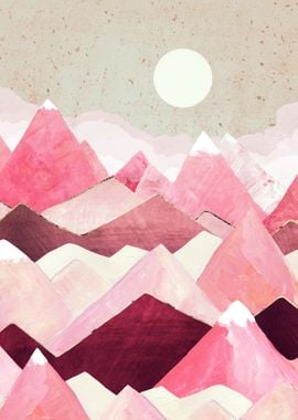 'Blush Berry Peaks' Poster, picture, metal print, paint by SpaceFrog ...