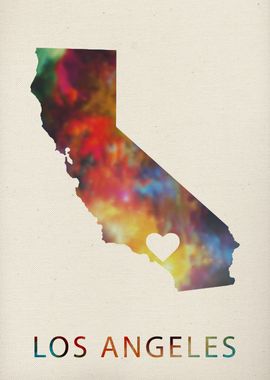 Los Angeles Watercolor Map