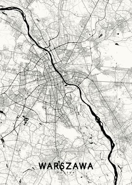 Warszawa map white