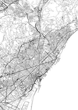 Barcelona White Map