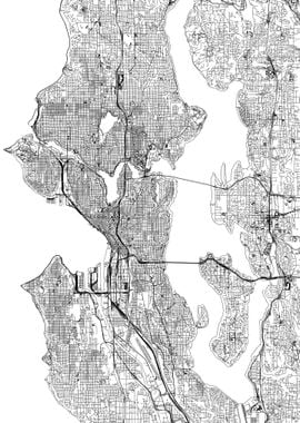 Seattle White Map