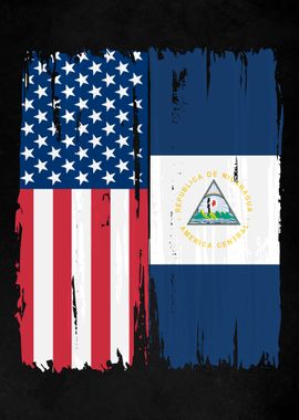 USA Nicaragua Split Flag