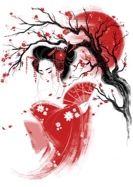 'Red Geisha' Poster, picture, metal print, paint by Daisj Ingrosso ...