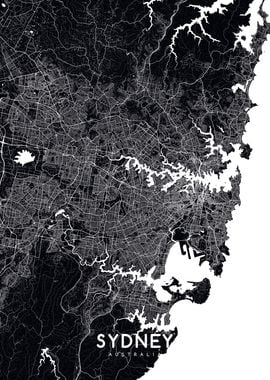 Sydney map black