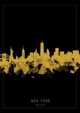 New York skyline gold