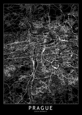 Prague Black Map