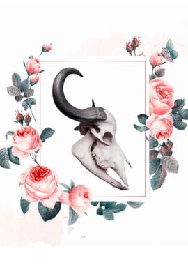 skull with flowers vintage