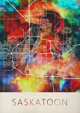 Saskatoon Watercolor Map