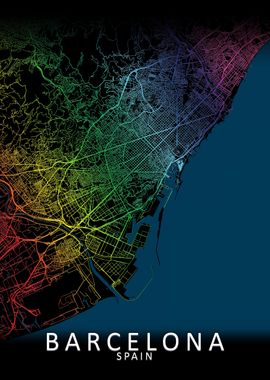 Barcelona Rainbow City Map