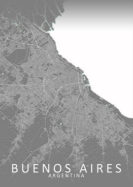 Buenos Aires Grey Map