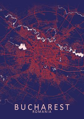 Bucharest Blue City Map