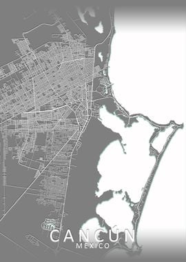  Cancun Grey City Map