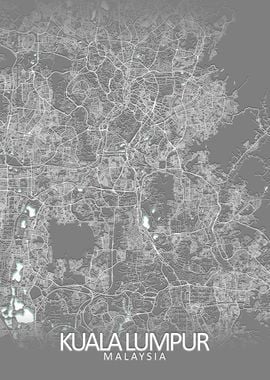 Kuala Lumpur Grey City Map