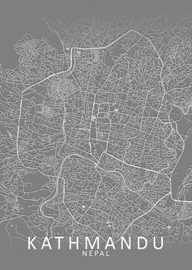 Kathmandu Grey City Map