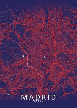 Madrid Dark blue City Map