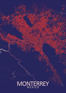 Monterrey Blue City Map