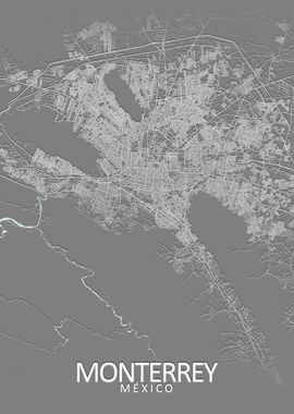 Monterrey Grey city Map