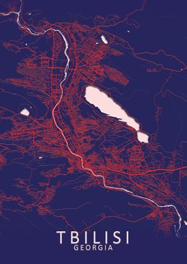 Tbilisi Dark Blue City Map