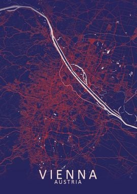  Vienna  Dark Blue CityMap