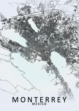 Monterrey White City Map