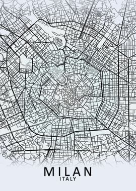 Milan White City Map