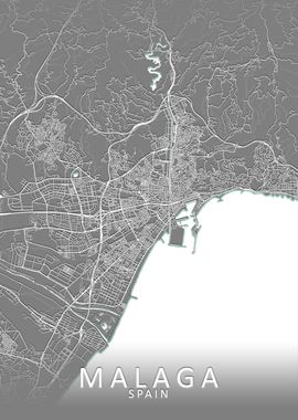 Malaga Grey City Map