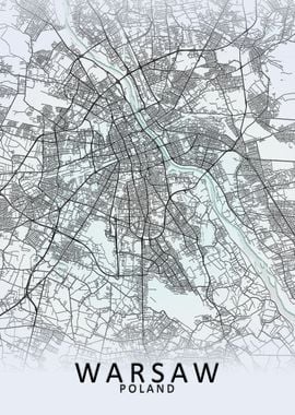 Warsaw White City Map