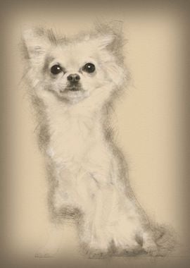 Chihuahua sitting against