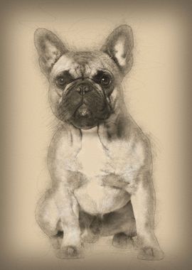 French bulldog sitting aga