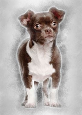 Chihuahua standing against