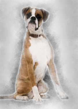 Boxer 12 months old sittin